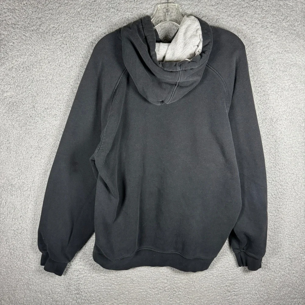 Y2K Nike Mens XL Black Center‎ Swoosh Pullover Hoodie Orange White Logo Raglan